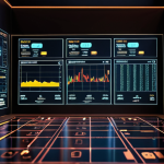 **"Futuristic interface showing AI analyzing stock market data, holographic display with company valuation metrics, blend of Arabic calligraphy and high-tech elements, scene illuminated with soft, warm light."** (This emphasizes the role of technology and future trends in company valuation)