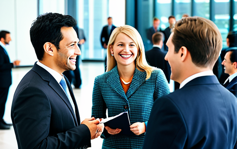 기업가치평가사 취업 후기 - Networking Event** "A professional gathering of business people in a modern conference hall, fully ...