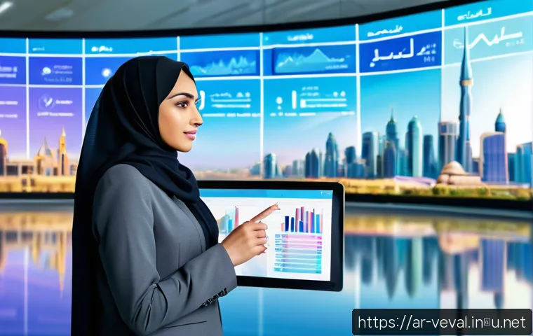 기업가치평가사 자격 취득 후 경력 관리 - A professional Middle Eastern businesswoman wearing a modest business suit and hijab, confidently pr...