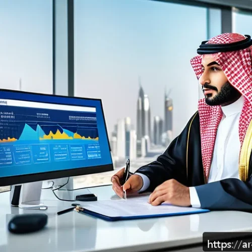 Home 15 기업가치평가사 관련 자료 및 강의 - A professional Middle Eastern financial analyst in a modern office setting, analyzing company valuat...